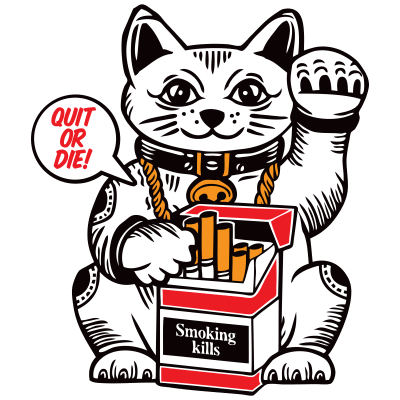 lucky cat cigarette box smoking kills maneki-neko