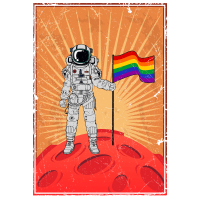 Astronaut Moon LGBTQ Pride Flag