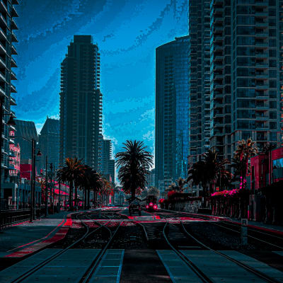 Dark Red Street Of San Diego