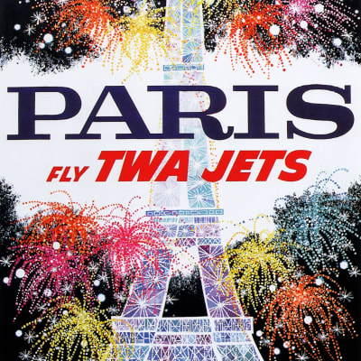 PARIS via Fly TWA Jets Vintage Airline Poster