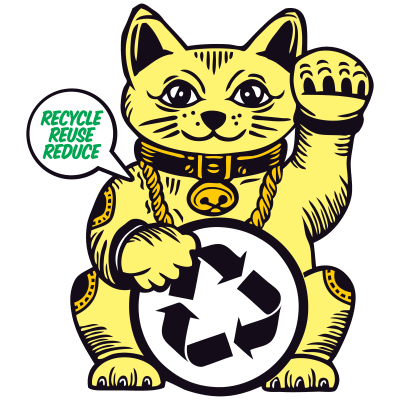 lucky cat recycle ruse reduce maneki-neko
