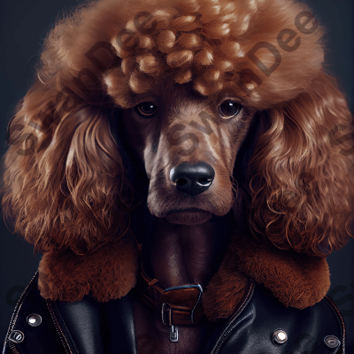 Poodle wearing leather jacket - Dog Breed Portrait
