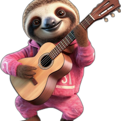 sloth wearing pink sweater playing ukulele (1)(1)(2)