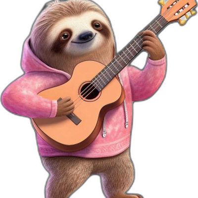 sloth wearing pink sweater playing ukulele (1)(1)