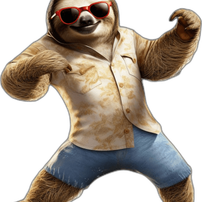 sloth wearing sunglasses dancing salsa style