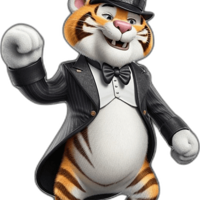 tiger wearing top hat tap dancing style
