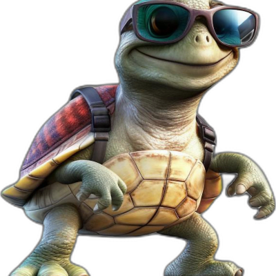 turtle wearing sunglasses skateboarding styl