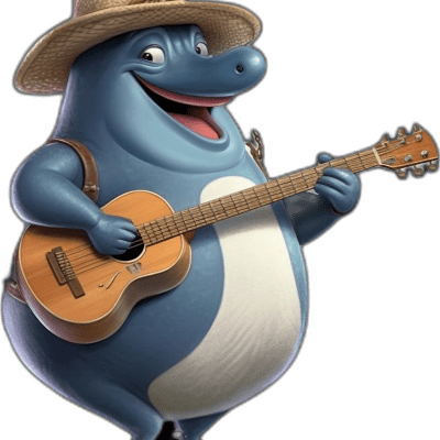 whale wearing propeller hat playing banjo pixa