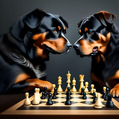 Rottweilers Playing Chess