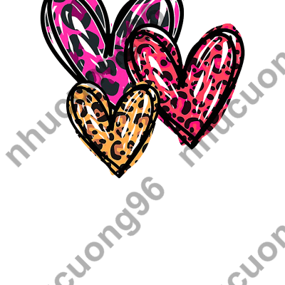 Colorful Three Cheetah Leopard Print Heart Valentines Day