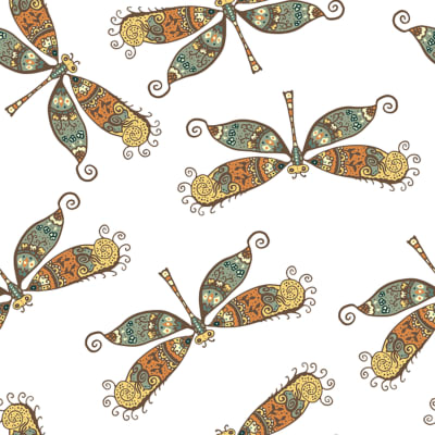 Decorative Seamless dragonfly insect pattern