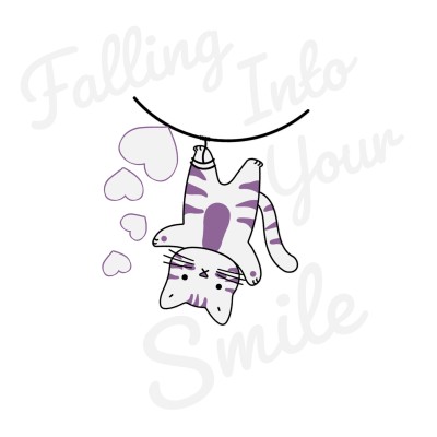 Falling Into Your Smile My Love Mauve Cat Black version.