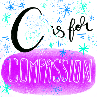 C is for Compassion: alphabet doodle design