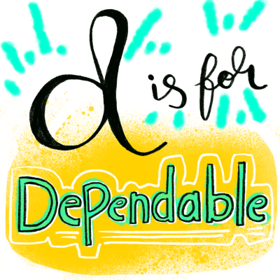 D is for Dependable: alphabet doodle design