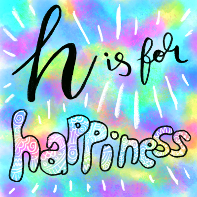 H is for Happiness: alphabet doodle design