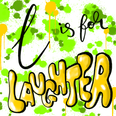 L is for laughter: alphabet doodle design