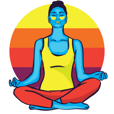 Colorful Retro Zen Yoga Woman