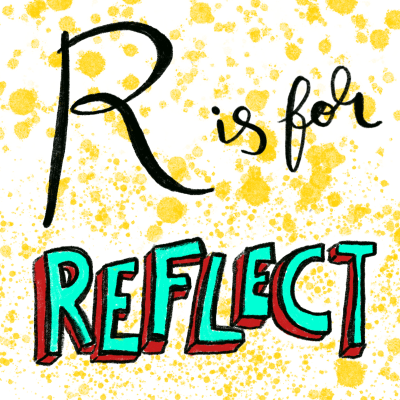 R is for Reflect: alphabet doodle design