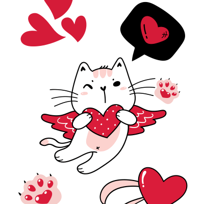 Love Catually Cupid Cat Valentine's Day Cat White Version.