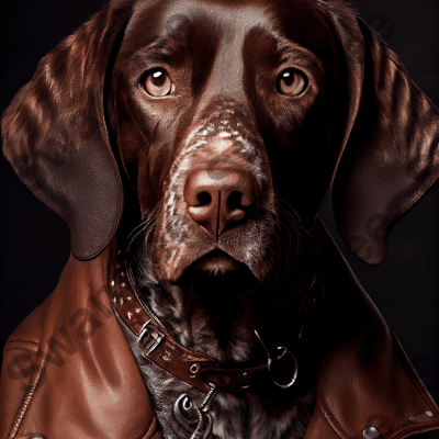 German Shorthaired wearing leather jacket - Dog Breed Portrait