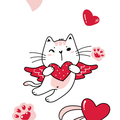 Cute Valentine's Day Cat Valentine Cupid Cat Red Version.