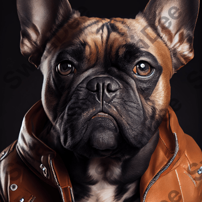 French Bulldog wearing leather jacket - Dog Breed Portrait
