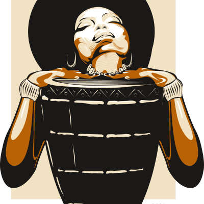 black woman drum heart