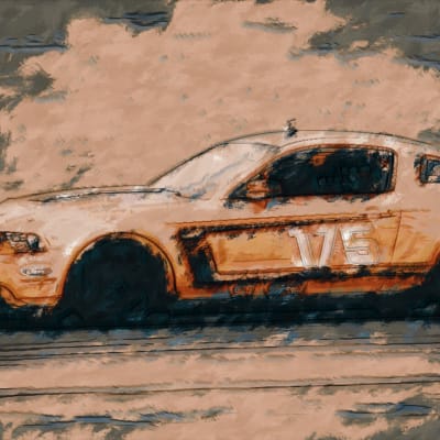 Boss 302 Orange Artistic Car, Automobile Artistic Race