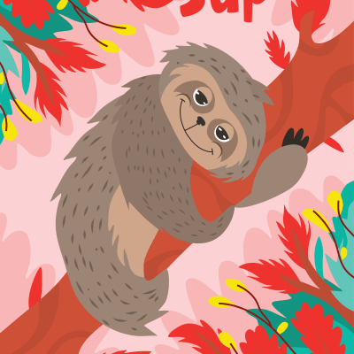Busy Doing Nothing - Flirty, Lazy Sloth