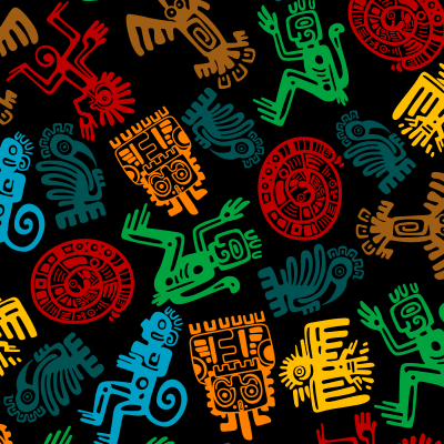 Aztec Civilization Symbols Patterned Design