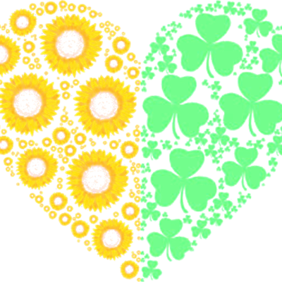 Sunflower and Irish Shamrock Heart