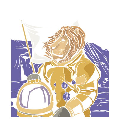 Lion Astronaut in Space Science Astronaut