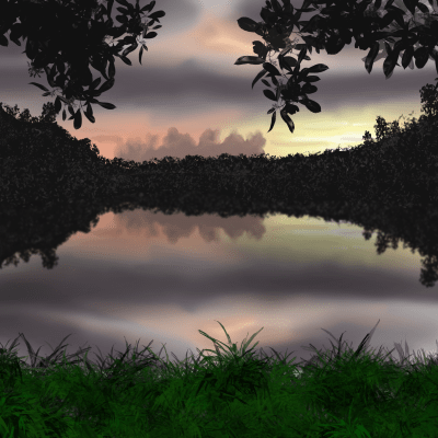 Evening Lake Sunset  Bob Ross Inspired Painting