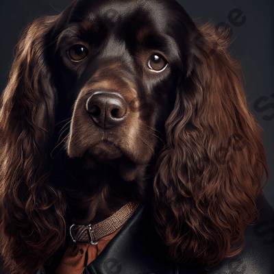 Cocker Spaniel Dog wearing leather jacket - Dog Breed Portrait