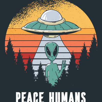 Retro Peace Humans UFO