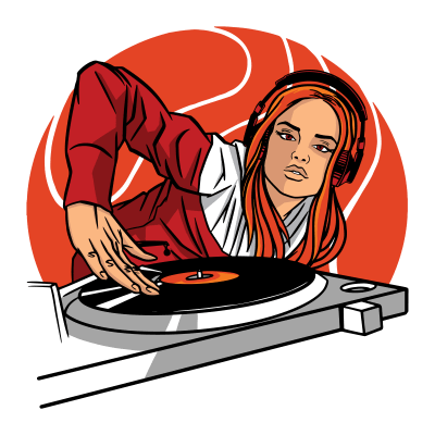 Female DJ Old School Disc Jockey