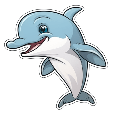 Happy, Cute and Friendly Dolphin Sticker