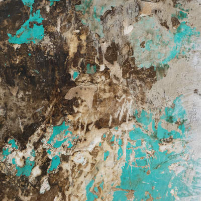 Teal, brown and grey background of a weathered wall
