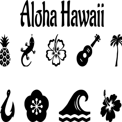 Aloha Palm Tree Tropical Ocean Hawaiian Icons