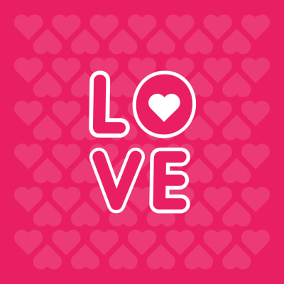 Valentines day typographic love heart
