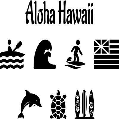 Aloha Surf Flag Tropical Ocean Hawaiian Icons Aloha Palm Tree Tropical Ocean Hawaiian Icons