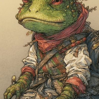 Fantasy Cute Anthropomorphic Traveler Frog