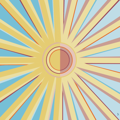 Modern Sun, two tone, square tile