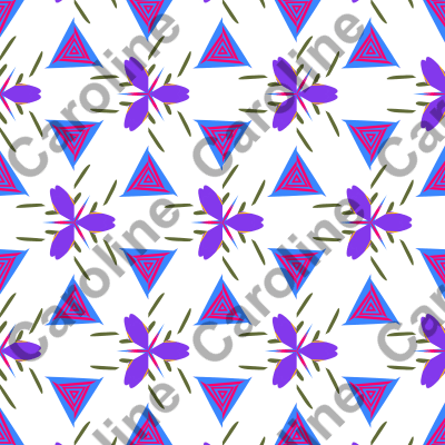 Bright and Cheerful Nordic Scandinavian Geometric Color Pattern in Blue, Purple, Yellow, Orange, and Red