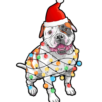 Funny Christmas Tree Light Bulb American Bulldog