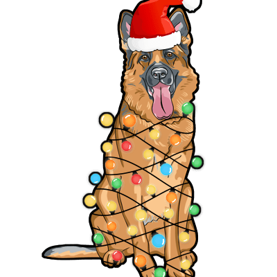 Funny Christmas Tree Light Bulb German Shepherd