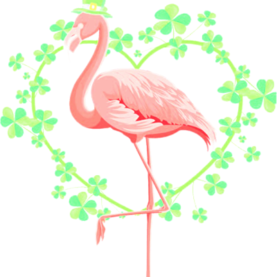St Patricks Day Flamingo Shamrock Heart