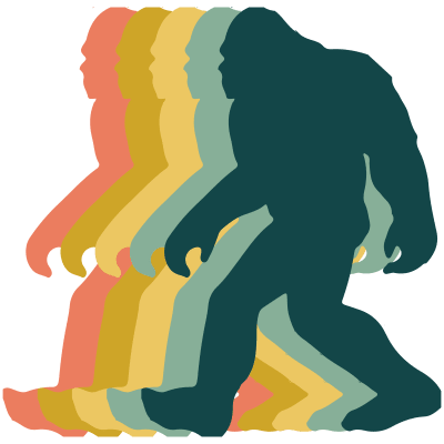 Vintage Retro Rainbow Bigfoot Silhouette