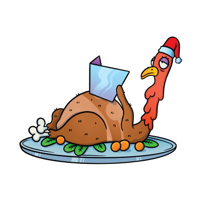 Thanksgiving Suntanning Turkey with Santa Hat