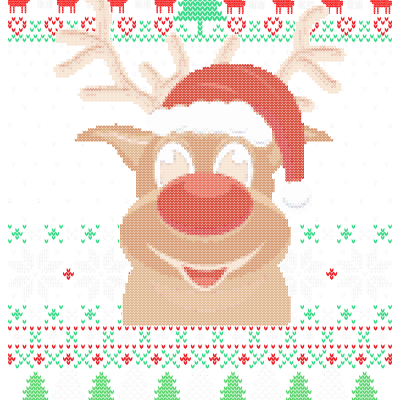 Funny Smiling Rudoph Reindeer Ugly Christmas Pixel Art